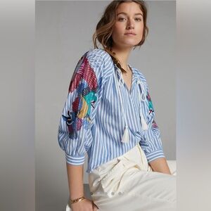 Anthropologie Seen Worn Kept Adagio Embroidered Blouse